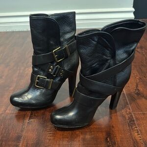 Black Leather Ankle Boots